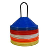 Stack of colorful sports markers with a black handle
